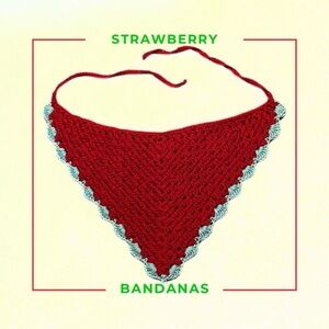 Strawberry Bandana | Handmade Crochet Cotton Bandana